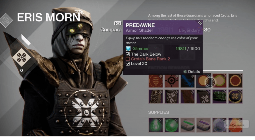 Destiny: The Dark Below Eris Morn Items Guide - Class Items, Shaders, Emblems, Materials