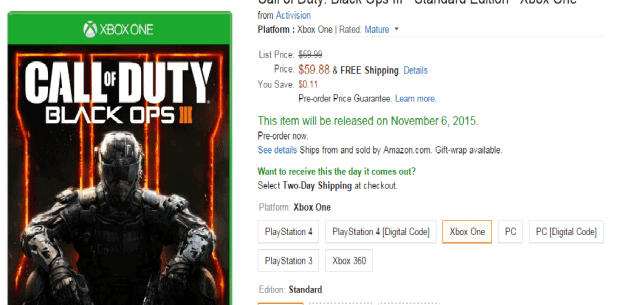 will black ops 3 be for xbox 360