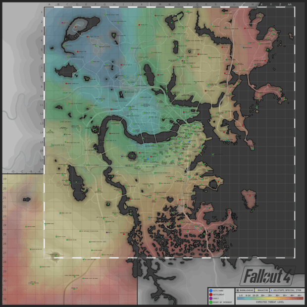 Color Coded Fallout 4 World Map Helps Find Special Items, Vaults and More