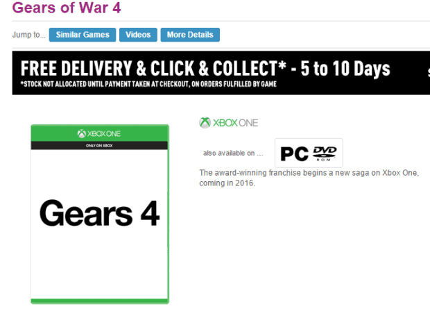 Gears of War 4 Coming to PC? Version Listed in UK