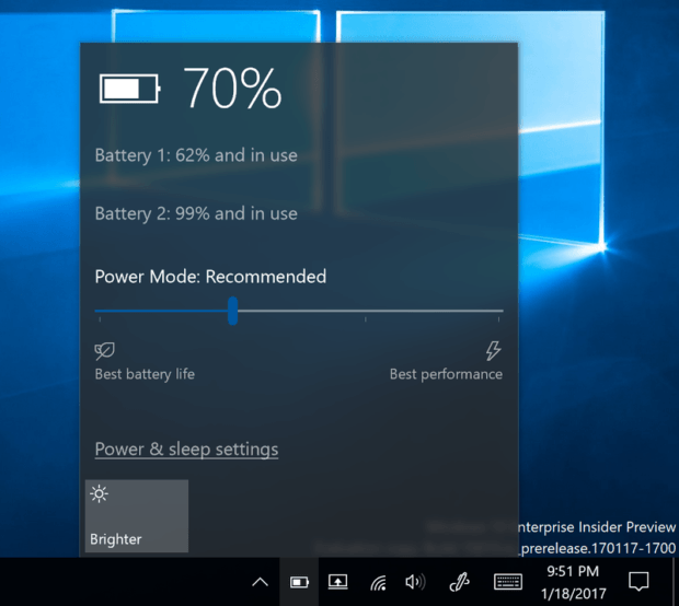 Windows 10, adjust power, Power Slider