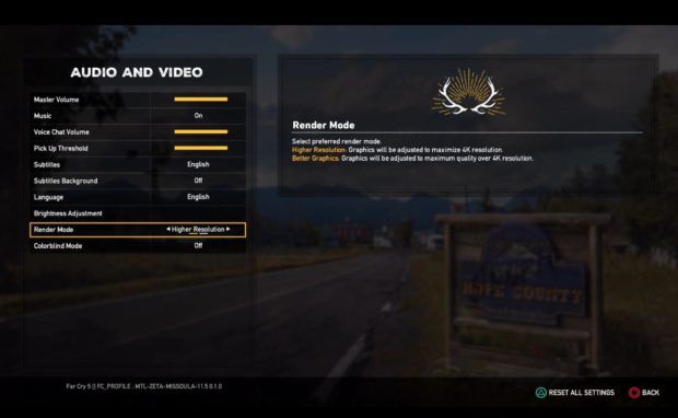 Leaked Screenshot Confirms Far Cry 5 PS4 Pro Render Mode, Will Either Allow Higher Resolution Or Better Graphics
