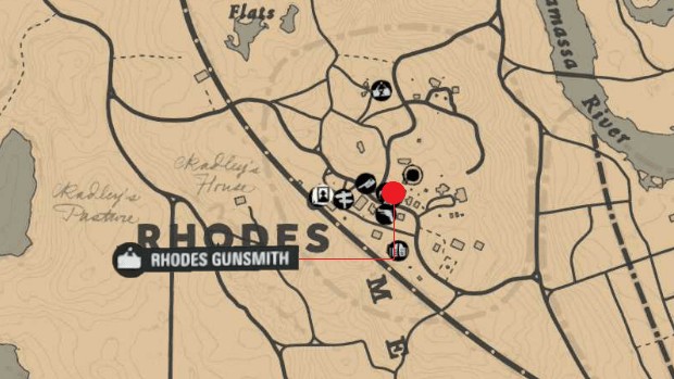 Rhodes Gunsmith Shop Robbery Location