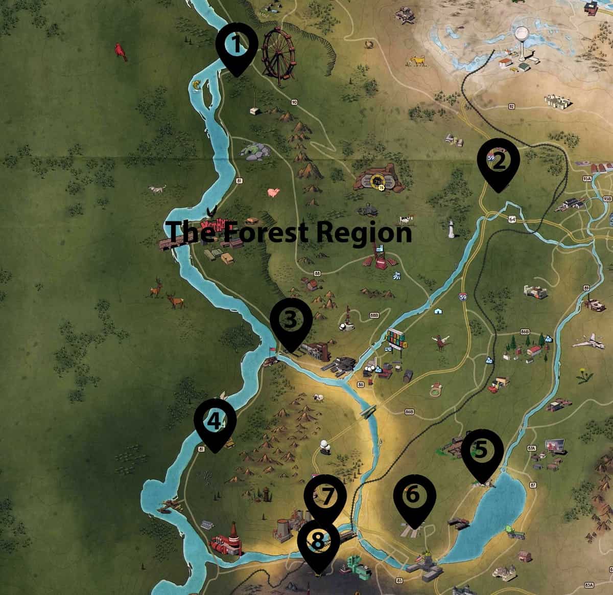Fallout 76 The Forest Workbench Locations