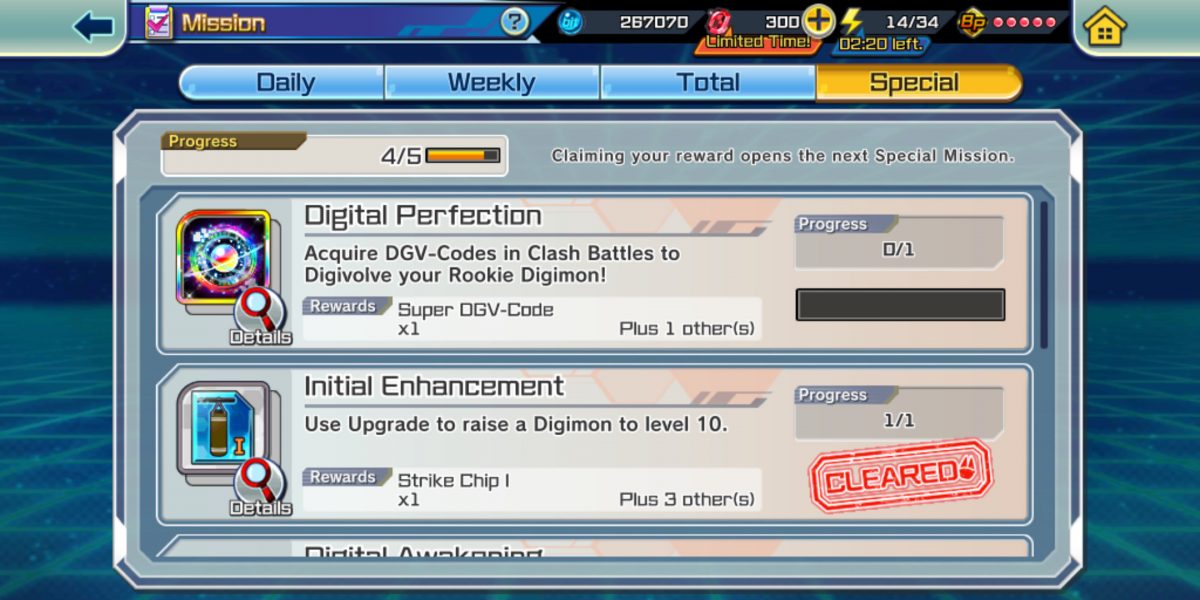 Digimon ReArise Daily Missions