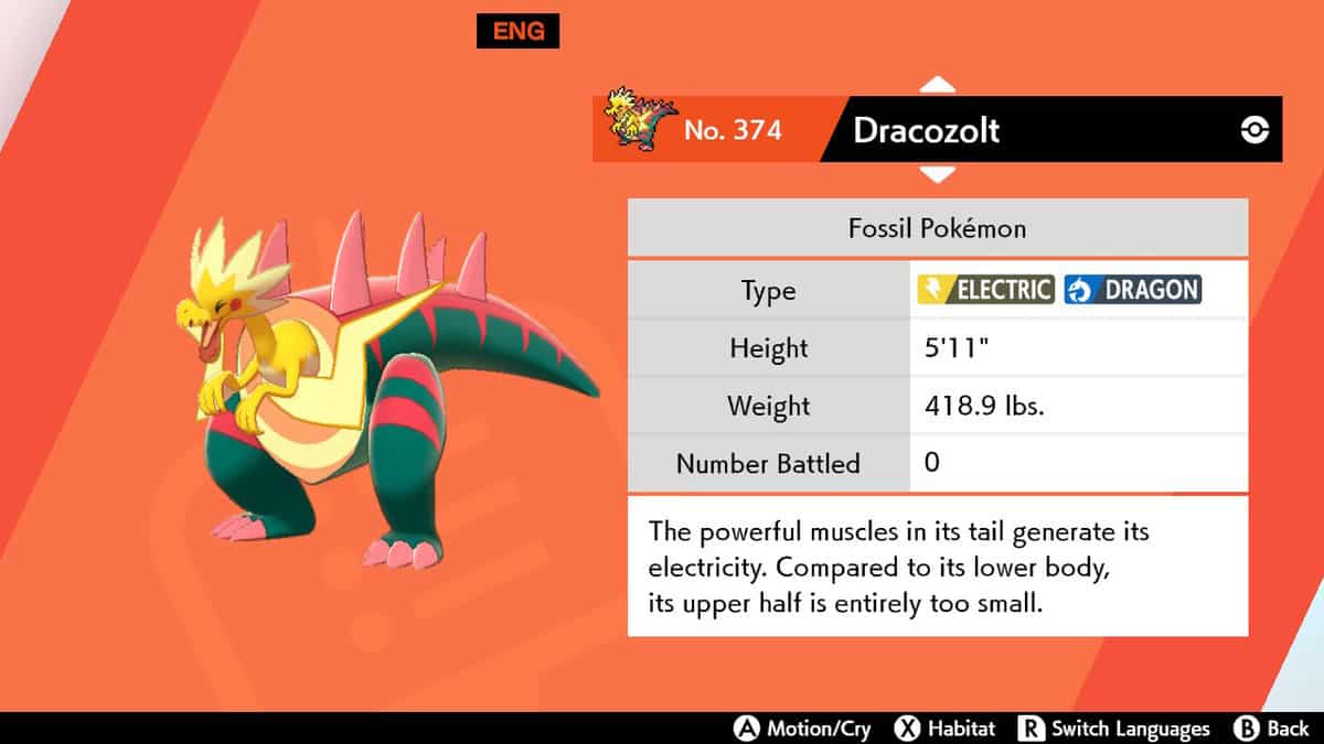 Pokemon Sword and Shield Dracozolt Locations, How to Catch and Evolve