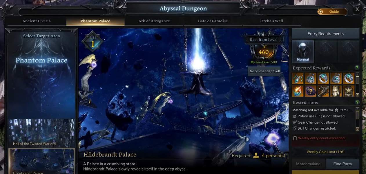 Lost Ark Hildebrandt Palace Abyss Dungeon Guide