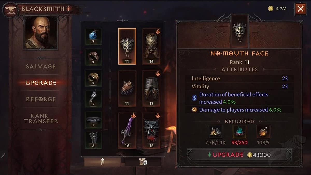 How To Upgrade Gear In Diablo Immortal